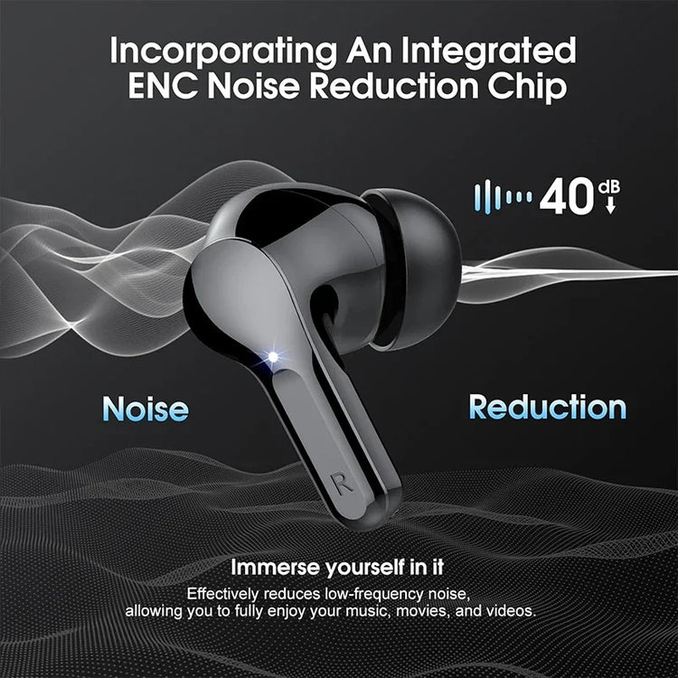 New Wireless Earbuds HiFi Stereo Headphones BT5.3 with ENC Noise Cancelling 48H LED Display Ear Buds IP7 Waterproof Earphones