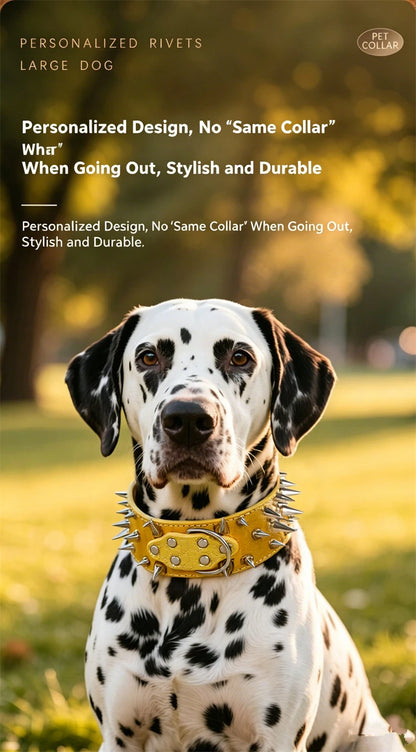 5CM Wide Spiked Studded Dog Collar Anti-Bite PU Leather Pet Collar for Large Dogs Pitbull Mastiff Pet Supplies Accessories