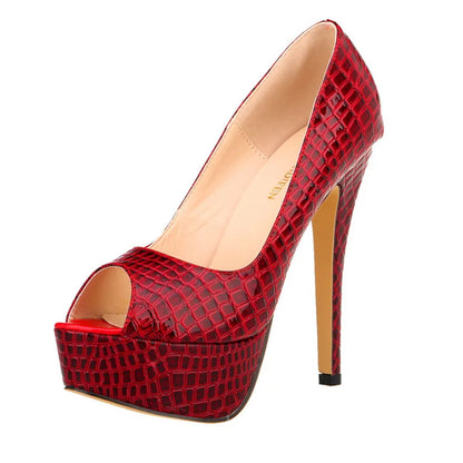 Cross-dresser Unisex Men's Pumps Queen Fashion Peep Toe Platform High Heels 14cm Sexy Patent Leather Shoes Stilettos Large Size