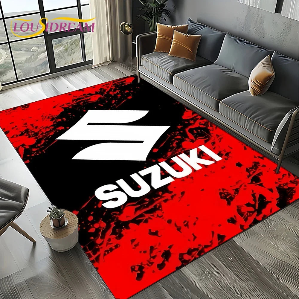 2025 Racing Car S-SUZUKI Logo Motorcycle Carpet Rug for Bedroom Living Room Home Sofa Decoration,kids Play Decor Floor Mat Gift