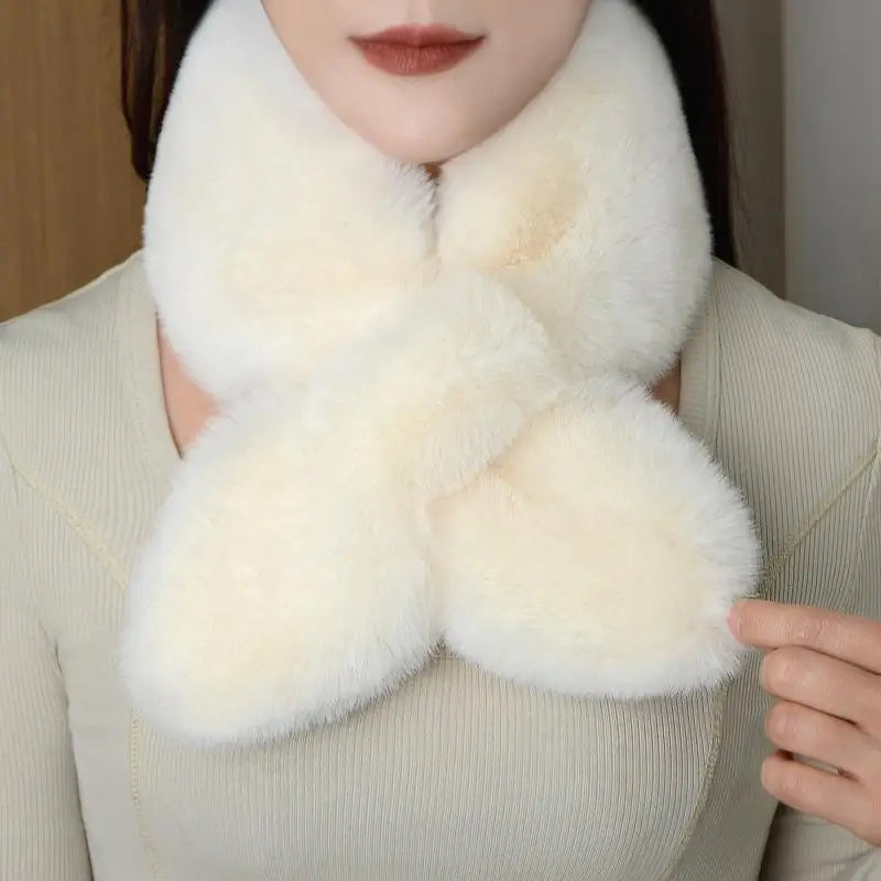 Winter Faux Rabbit Fur Scarf For Women Girls Scarf Soft Plush Scarves Solid Color Neck Collar Warmer Stuff Christmas Gifts
