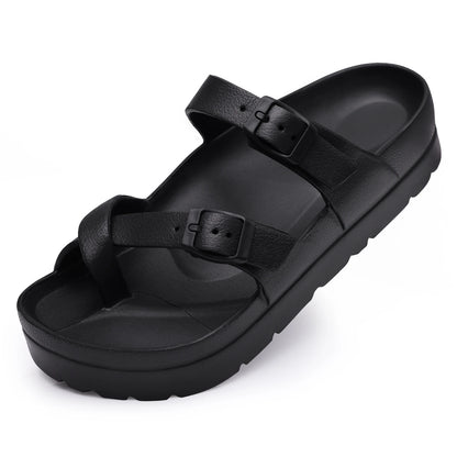 Shevalues Casual Women's Sandals With Arch Support Anti-slip Fashion New Slides Soft Sole Beach Slippers With Adjustable Buckle