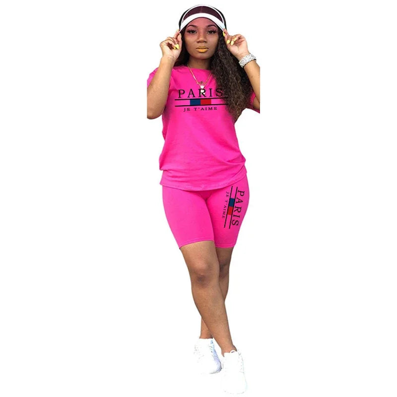 Women T-Shirts New Quality Casual Woman Clothing Summer Two Piece Set for O-Neck Shorts Daily Short Sleeve Tracksuit Hot Sales