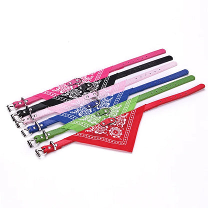 PU Cat Dog Collar with Scarf for Small Medium Dogs Chihuahua Corgi Puppy Adjustable Collars Pet Supplies Accesorios Para Perros