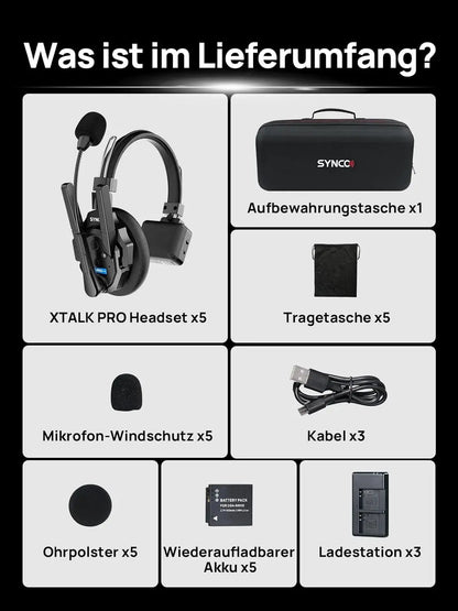 【US STOCK】 SYNCO XTALK XPRO2 Wireless Intercom Headset System, 2 Person 2.4GHz Wireless Communication Headset 500m/1640ft with Noise Reduction Program Production Live Show