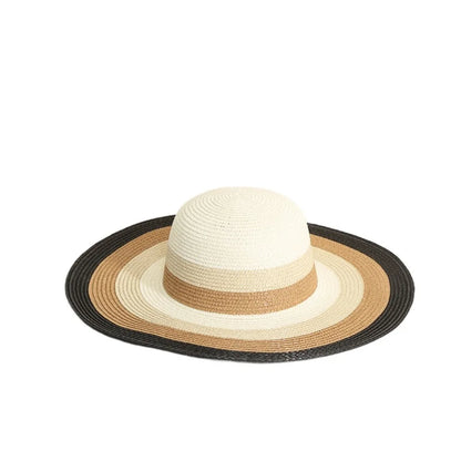 Fashion Straw Tote Bag Stripe Large Capacity Woven Shoulder Bag Square Zipper Woven Hat Vacation Top-Handle Bags
