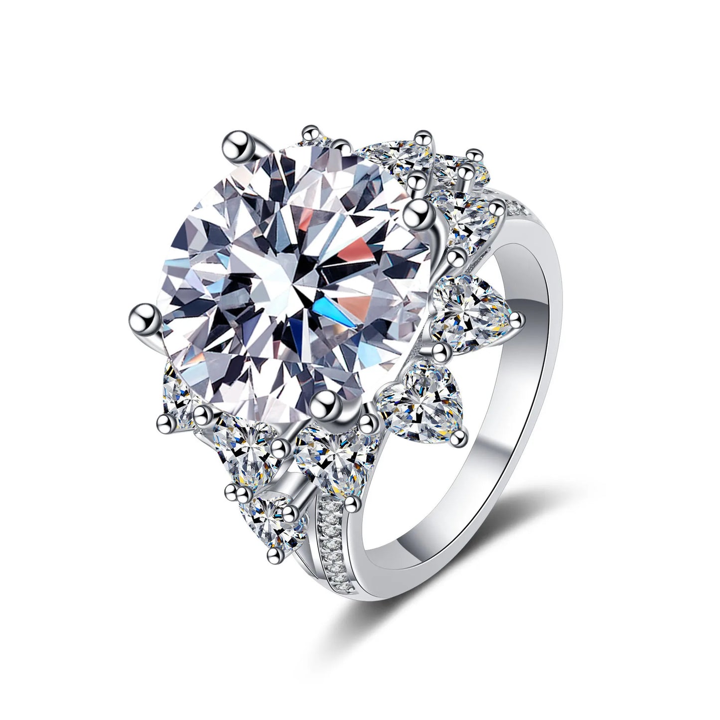 10ct Women's Moissanite Ring Wealth Flower Light Luxury Design PT950 Platinum Setting for Enhanced Confident Aura And Brightenin