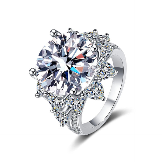 10ct Women's Moissanite Ring Wealth Flower Light Luxury Design PT950 Platinum Setting for Enhanced Confident Aura And Brightenin