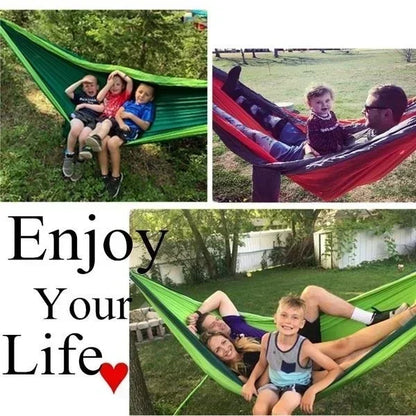 Outdoor Single Camping Hammock, Color Nylon Parachute Fabric, High Strength Portable Hanging Bed
