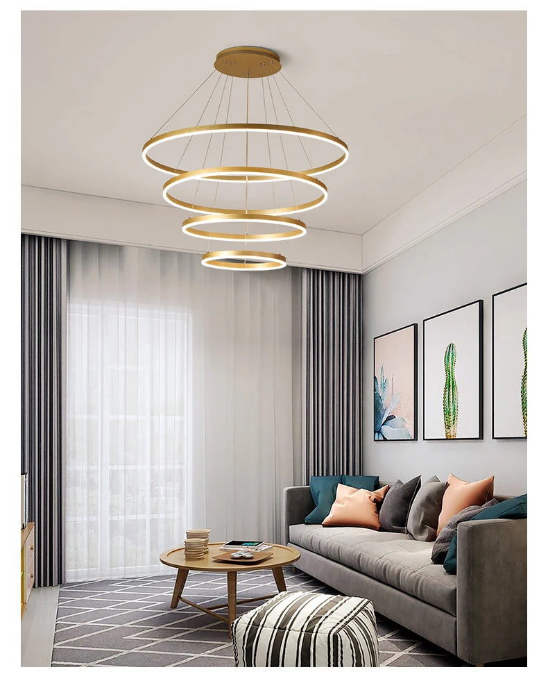 Mordern Minimalist Hign-end LED Pendant Lights Designer Circle Chandelier Home Rooms Decoration for Hall Living Lamping Fixtures