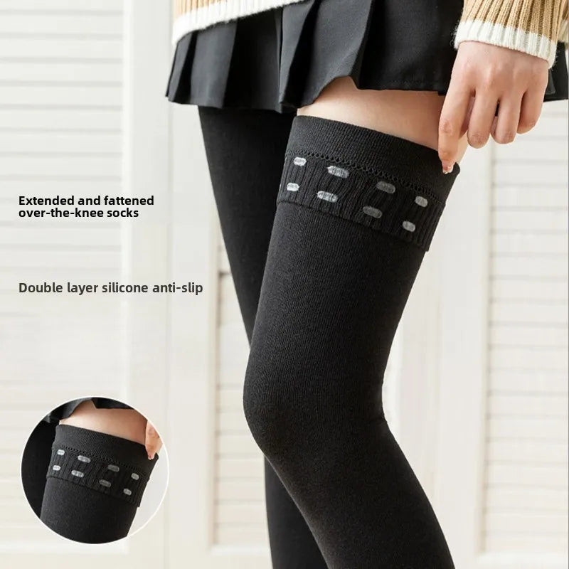 80cm Extended Over Knee High Socks Silicone Anti Slip High Tube Cotton Socks High Elasticity Loose Oversized Women's Stockings