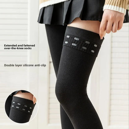 80cm Extended Over Knee High Socks Silicone Anti Slip High Tube Cotton Socks High Elasticity Loose Oversized Women's Stockings