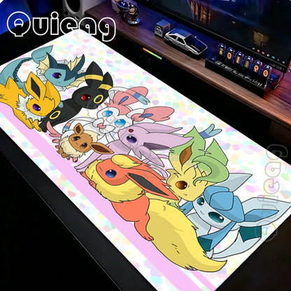 XXL Japan Anime Gamer Mouse Pad E-eevee Cabinet Kawaii Tablepad Pokemon Keyboard Rug Laptop PC Gaming Rubber Extended DeskMats
