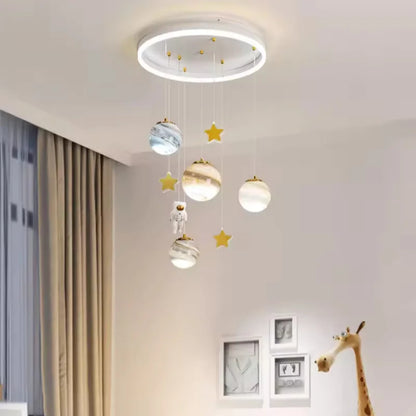 Children's Room Lamp Nordic Modern Pendant Lights Kids LED Ceiling Chandelier Living Room Bedroom Astronaut Hanging Home Decor