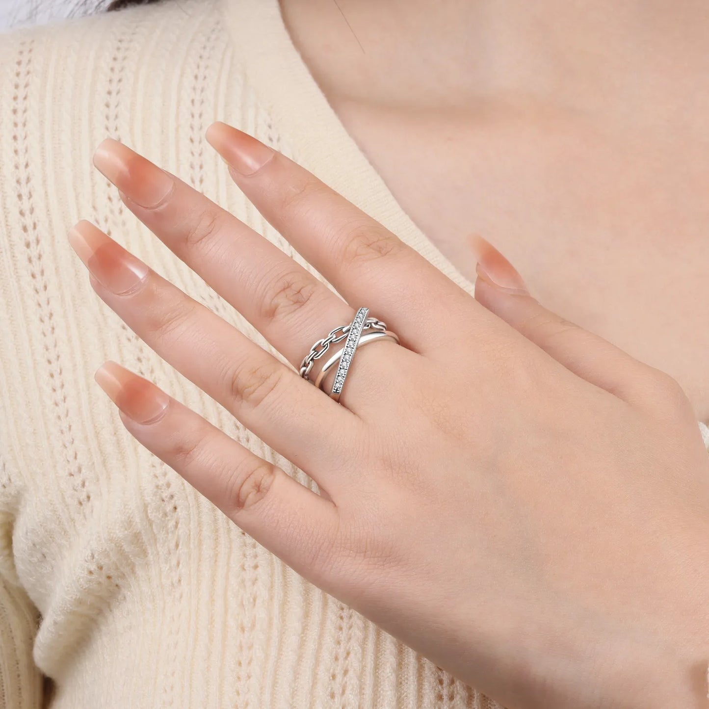 925 Sterling Silver Three-Ring Stackable Ring for Women Simple Fashion Design Fine Jewelry Perfect for Birthday Party Gift 2026