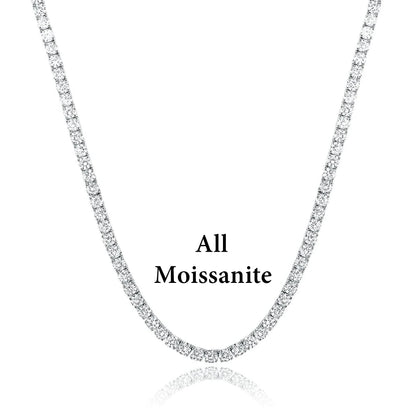 SEMNI 3mm 4mm 5mm Moissanite Diamond Tennis Necklace for Women Men 925 Sterling Silver Luxury Fine Jewelry Sparkling Diamond