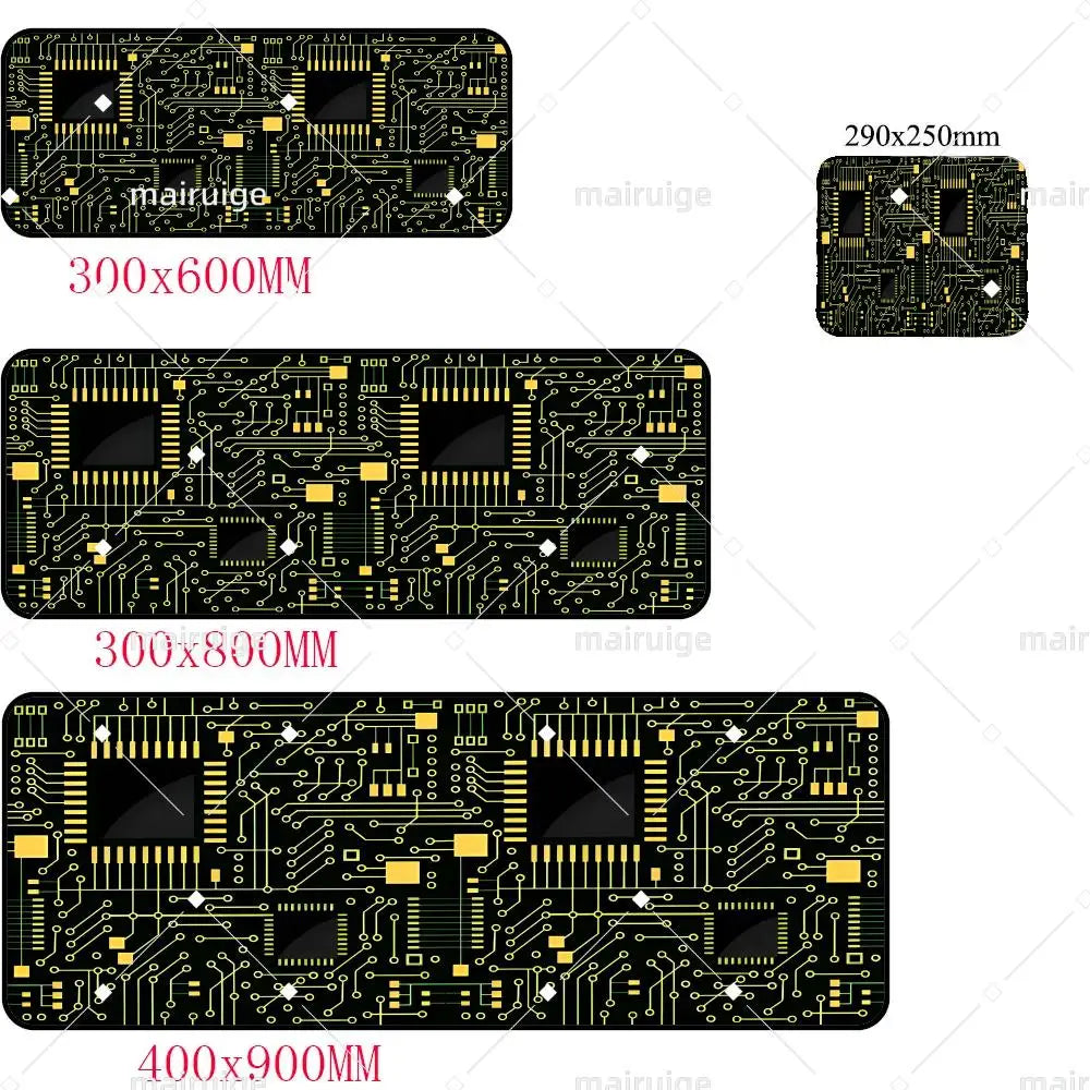 Retro Circuit Board Pattern Mouse Pad Large Computer Accessories Office Game Table Mat Rubber Anti-slip Mousepad Decor Desk Pad
