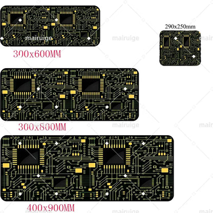 Retro Circuit Board Pattern Mouse Pad Large Computer Accessories Office Game Table Mat Rubber Anti-slip Mousepad Decor Desk Pad