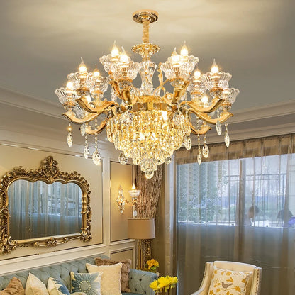 European Style Pendant Lamp Living Room Lamp Crystal Luxurious Atmosphere French Style Restaurant Lamp Duplex Building Lights