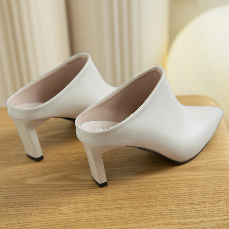 2022 Spring Summer Women Designer Shoes Pointed Toe Mules Slippers Ladies Luxury Brand High Heel Sandals