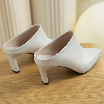 2022 Spring Summer Women Designer Shoes Pointed Toe Mules Slippers Ladies Luxury Brand High Heel Sandals
