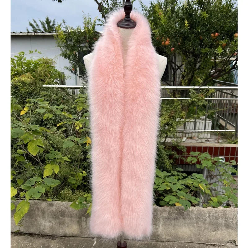 2025 New Faux Fox Fur Scarf Women Long Plush Warm Winter Fashion Fake Fur Wrap Collar