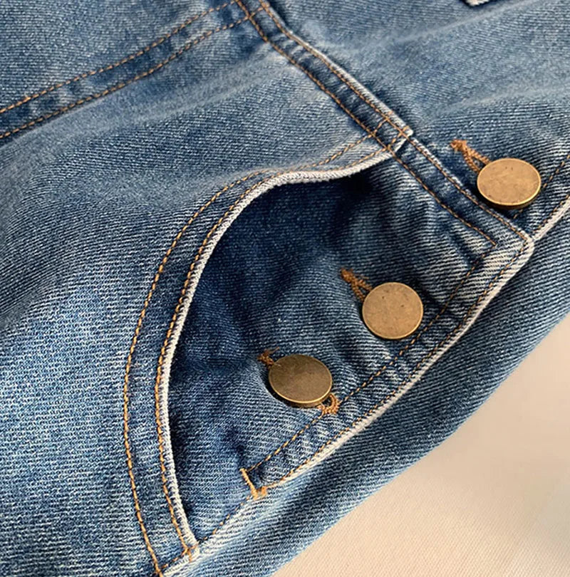 Women Denim Overalls Vintage Streetwear Loose Jumpsuit Korean Straight Wide Leg Pants Casual Jeans All Match Trousers