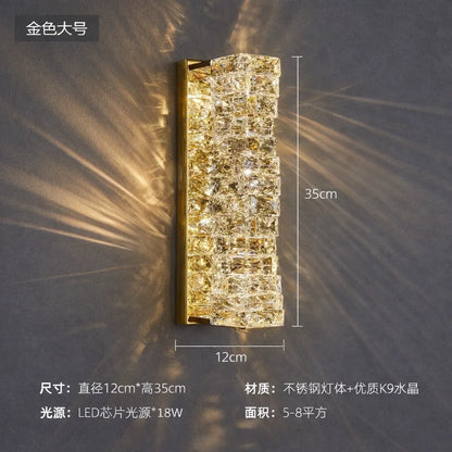 Luxury Crystal Wall Lamp Modern LED Sconce Chrome Gold Mirror Wall Light For Living Room Bedroom Aisle Indoor Decor Vanity Light