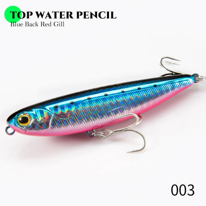 Hunthouse Top Water Pencil Fishing Lure Walk The Dog 60mm 6.4g Artificial Baits Stickbait Fishing Tackle For Pike Bass LW536