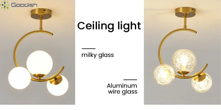Medieval Bauhaus Gold Glass Ball Bubble Hanging LED Pendant Lights Creative Forged Lamps for Bedroom Home Decoration Chandelier
