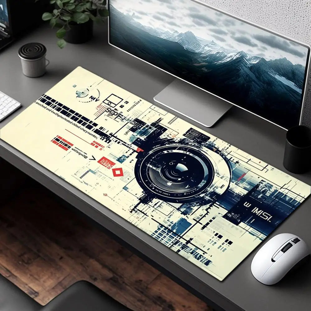 Camera Lens Large Desk Mat,Durable Non Slip Lock Edge Rubber Base Mouse Pad for Home Office PC Layout Keyboard Daily Placement