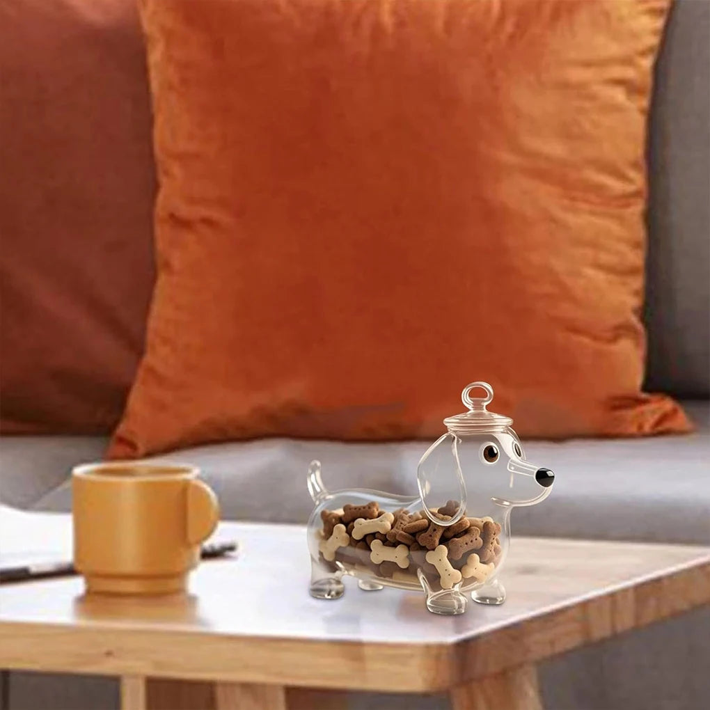 Cute Dachshund Dog Themed Glass Snack Jar Food Storage Container Snack Container With Lid seal Dog Treat Snack Canister