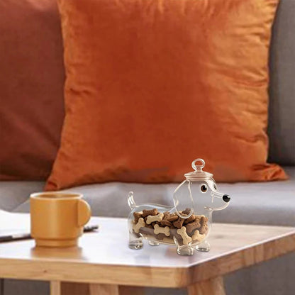 Cute Dachshund Dog Themed Glass Snack Jar Food Storage Container Snack Container With Lid seal Dog Treat Snack Canister
