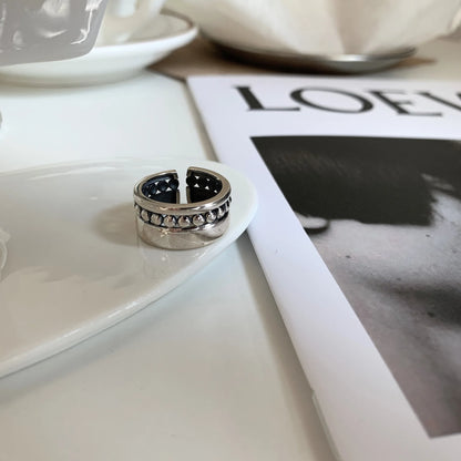 VENTFILLE 925 Sterling Silver Geometric Multilayer Round Bead Ring Female Fashion Punk Temperament Prevent Allergy Charm Jewelry