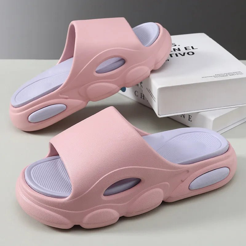 Comwarm New Men Summer Slippers Thick Sole House Non-slip Bathroom Shower Slides Outdoor Soft Cloud Fashion Beach Shoe Flip-flop