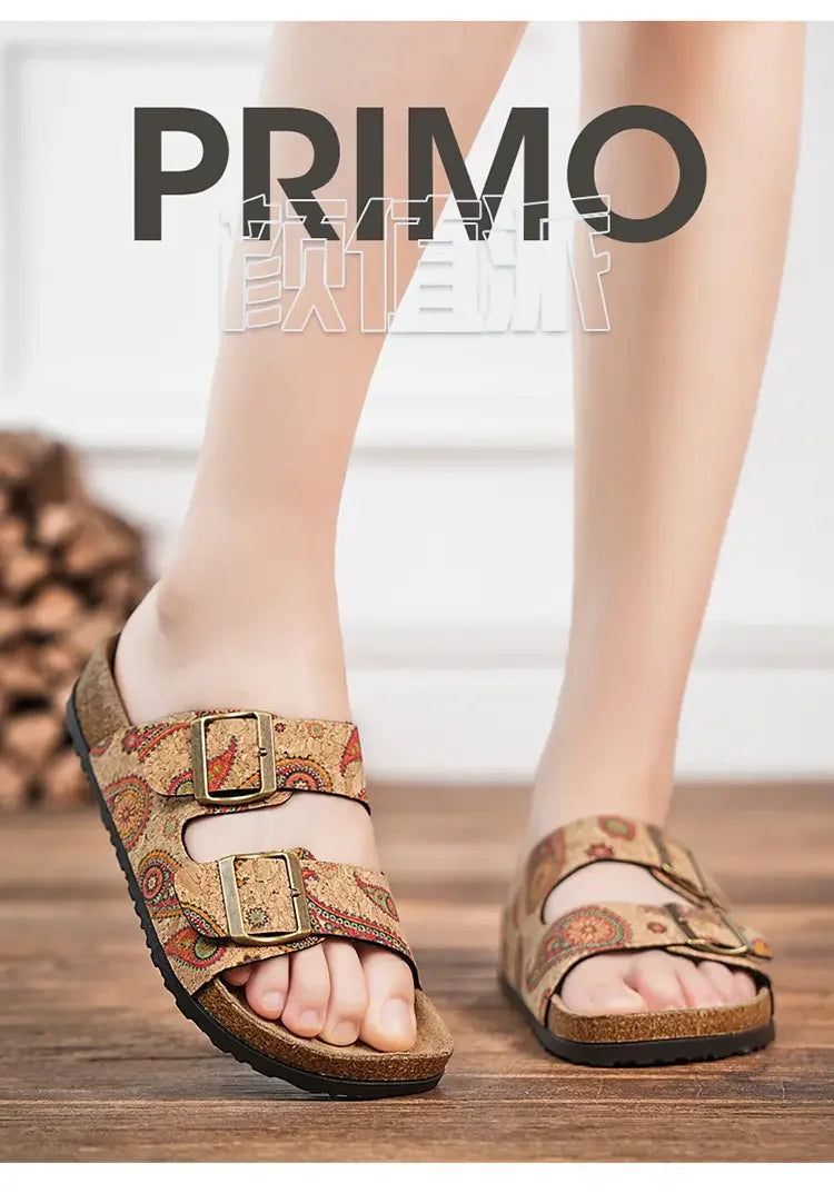 Women Sandals with Memory Foam Footwear Slides for Women with Cork Footbed Flip Flops for Women with Double Straps Sandals