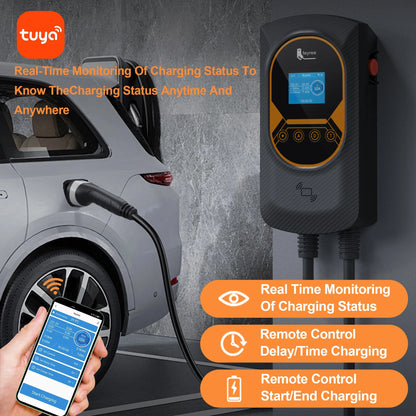 Feyree EV Charging Station 32A Electric Vehicle Car Charger EVSE Wallbox Wallmount 7.6/11/22KW Type2 Cable IEC62196 APP Control