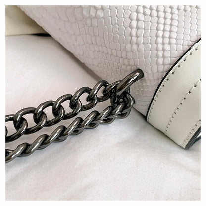 Leather Shoulder Bag Chain Purse for Women - Fashion Crossbody Bags Vintage Snake Print Underarm Bag Square Satchel Handbag