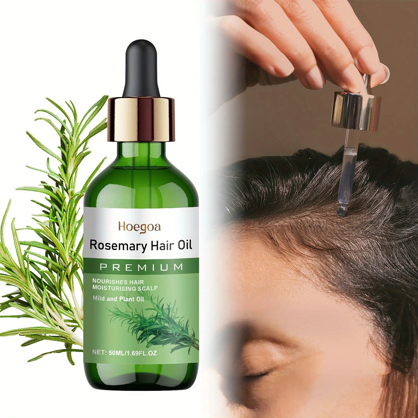 Rosemary Plant Hair Oil Nourish Scalp Dry Damaged Hair Smooth Frizzy Texture Improve Brittle Hair Gentle Daily Scalp Care