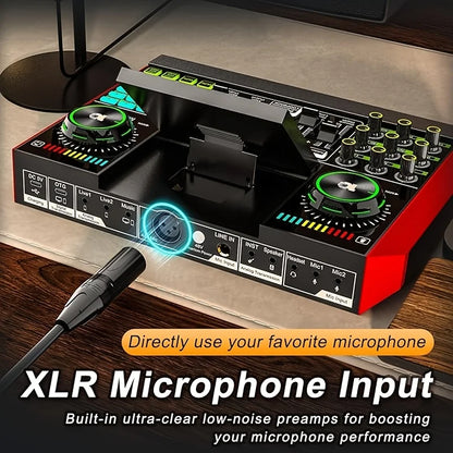 Tenlamp G10 Electronic Music Mixer Professional Studio Recording Sound Card, Dual Noise Cancellation XLR 3.5mm Audio Interface with Voice Changer for PC Smartphone Podcast Gaming Streaming