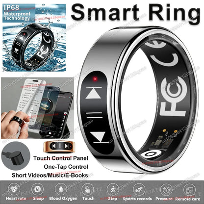 Smart Ring Video Controls,Sswipe up/down to turn pages,Music controls,Heart Rate Blood Oxygen Monitor,5ATM Waterproof Rings 2026