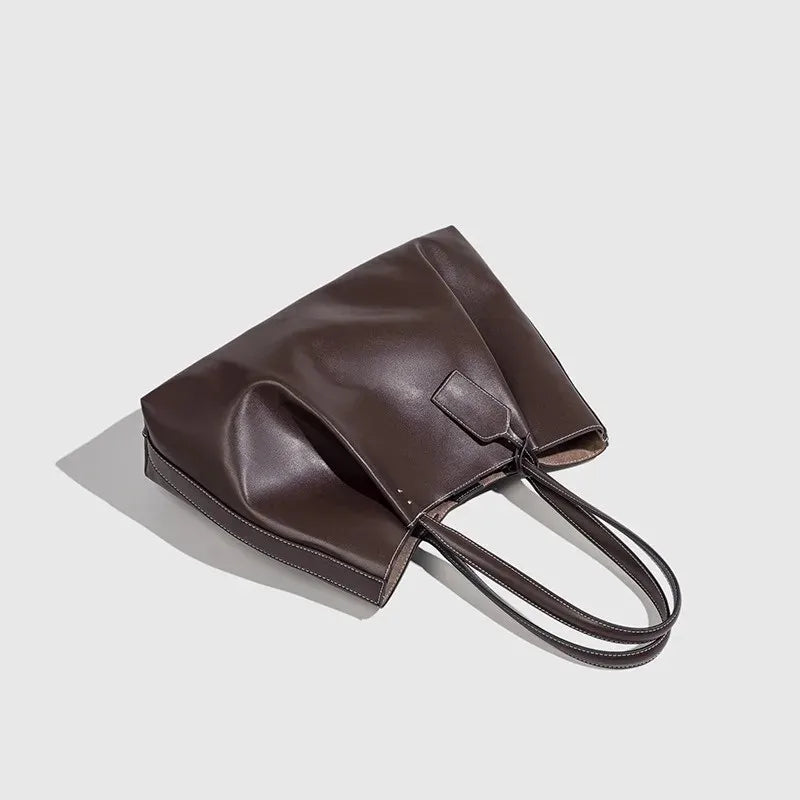 CLIP TOTE BAG, Women's Fashion Luxury Handbag Design, Pure Color Contracted and Single Shoulder Bag, Senior PU Leather Handbags