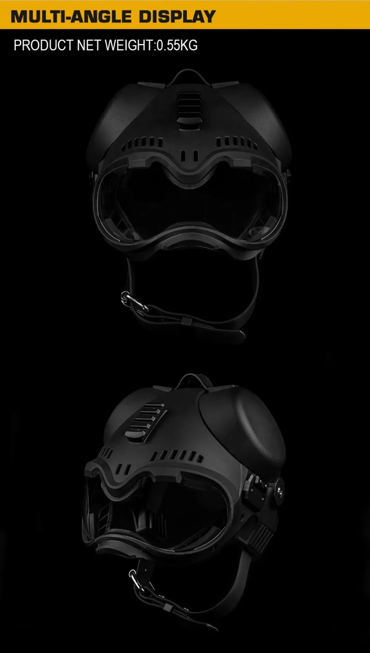 ATUBAN Tactical Dog Military Hunting Training K9 Helmet, Large Dog Patrol Dogs Sheepdog Pet Motorcycle Protective Helmet Goggles