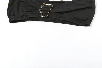 kliou Swinging Neck Backless Women Playsuits Sexy Stunning Pleated Backless Slim Rompers+Inside Wrapped Chest Tanks Party Wear