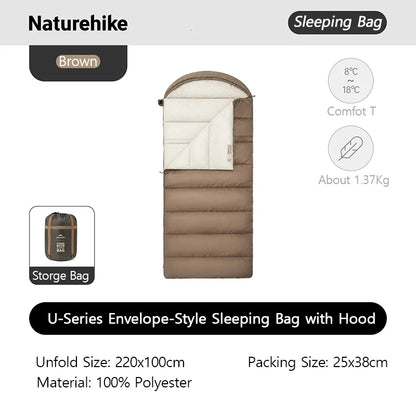 Naturehike 2026 New Widen 1-2 Person Sleeping Quilt With Hood Waterproof 4 Season Machine Washable Travel Camping Sleeping Bags