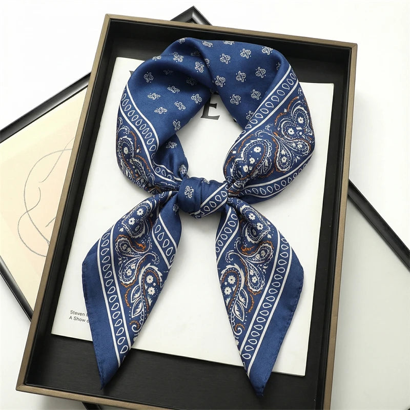 NEW Paisley Print Square Scarf For Women Shawl Neckerchief Female Hair Bands Head Wraps Headband Foulard Satin Hijab Bandana