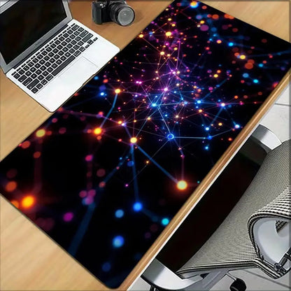 Colorful Nebula Particle Network Large Desk Mat Mouse Pad Mouse Mat Gaming Keyboard Mat  Non-Slip Rubber Base Computer Desk Pad