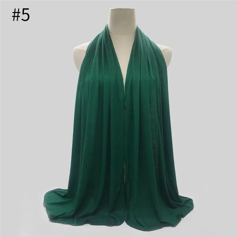 28Color Modal Cotton Jersey Hijab Scarf Ramadan Long Muslim Shawl Plain Solid Soft Turban Wraps For Women Headband