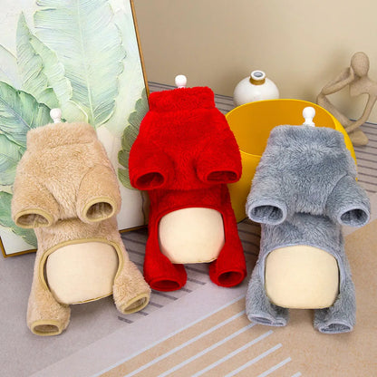 Winter Warm Pet Jumpsuit for Small Dogs Cats Clothes Sport Dog Hoodies Overalls Coat Yorkshire Bulldog Puppy Onesies with Zipper