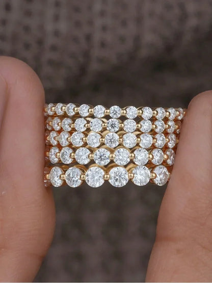 925 Sterling Silver Simplicity Classic Zircon Bead Ring For Women Engagement Wedding Luxury Fashion High Quality Fine Jewelry
